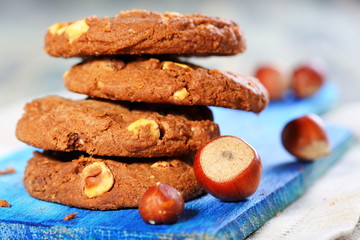 Homemade cookies with hazelnuts.