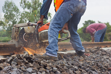 Workers were cutting tracks for maintenance.