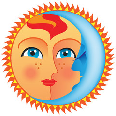 Sun and moon for kids -vector - illustrator