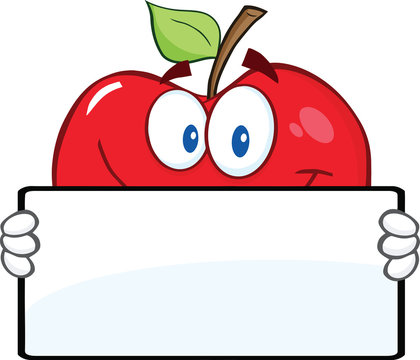 recommend clip art: Smiling Red Apple Character Holding A Banner