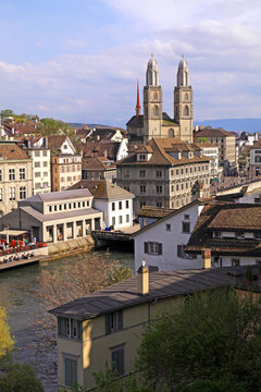 Zurich cityscape, Switzerland. Vertical image