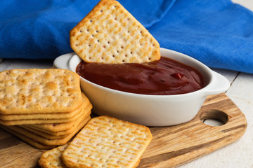 Crackers amd sauce