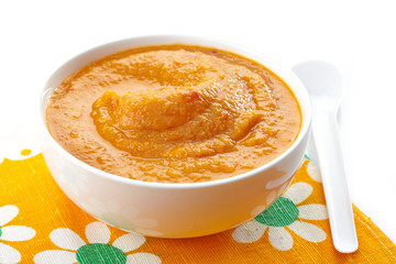 Baby food. Fresh, organic pureed vegetables