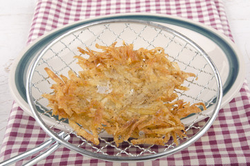 hash brown is placed on a plate