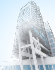 Sketch of the business center. From drawing to implementation.