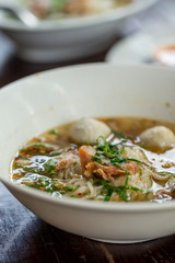 noodles with red porkl and vegetable