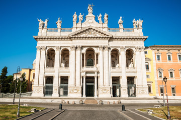 Fototapeta na wymiar Roma, San Giovanni cathedral, facade and square