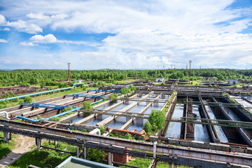 Aerial view of treatment systems with aerobic processes