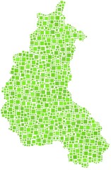 Map of Champagne - France - in a mosaic of green squares