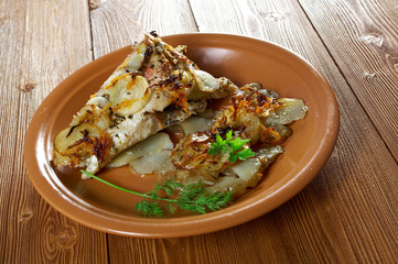 baked .perch   with potatoe
