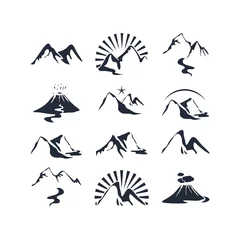 Fotobehang Icons set with various alpine silhouettes © yurumi