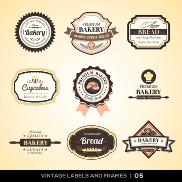 Vintage bakery logo labels and frames