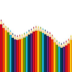 Rainbow vector set of colored pencils, wave shape