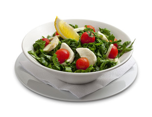 Healthy salad with mozarella chease and tomato