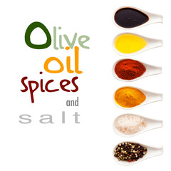 Olive oil, spices and salt