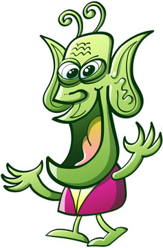 recommend clip art: Friendly green alien making a speech