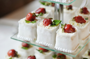 Delicious fancy wedding cake made of cupcakes