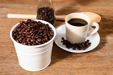 coffee cup and coffee beans