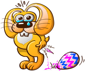Painful Easter Bunny Laying an Egg