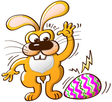 Yellow Bunny and Easter Egg Cracking