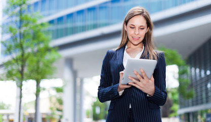 Woman using a tablet