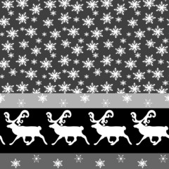 Obraz premium Christmas seamless border with snowflakes and deer