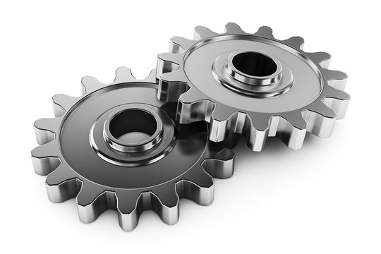 Group gears with teeth. Parts of the mechanism transmission.