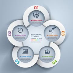 Abstract business circle origami style options banner. Vector il