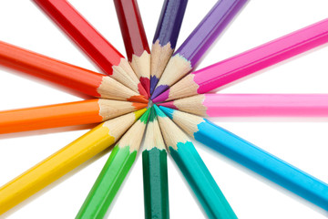 Colour pencils isolated on white