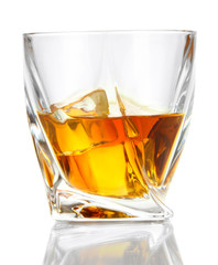 Glasses of whiskey, isolated on white