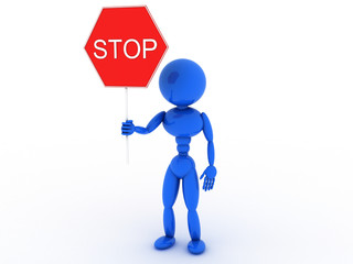 Man with sign stop #2