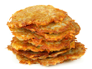 Potato pancakes, isolated on white