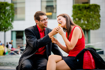 Young couple having icecream