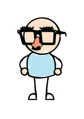 Man wearing Joke Glasses and Moustache