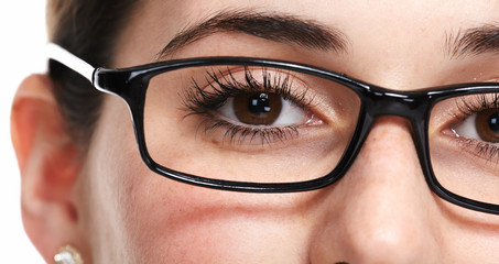 Beautiful eye with glasses.