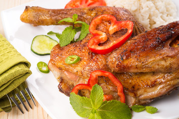 Chicken baked in the oven