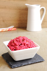 Beetroot and chickpea hummus dip