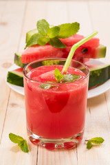 Glass of fresh watermelon juice