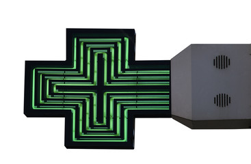 Green pharmacy sign isolated