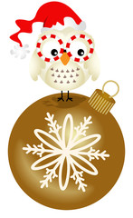Owl on glass ball Christmas ornament