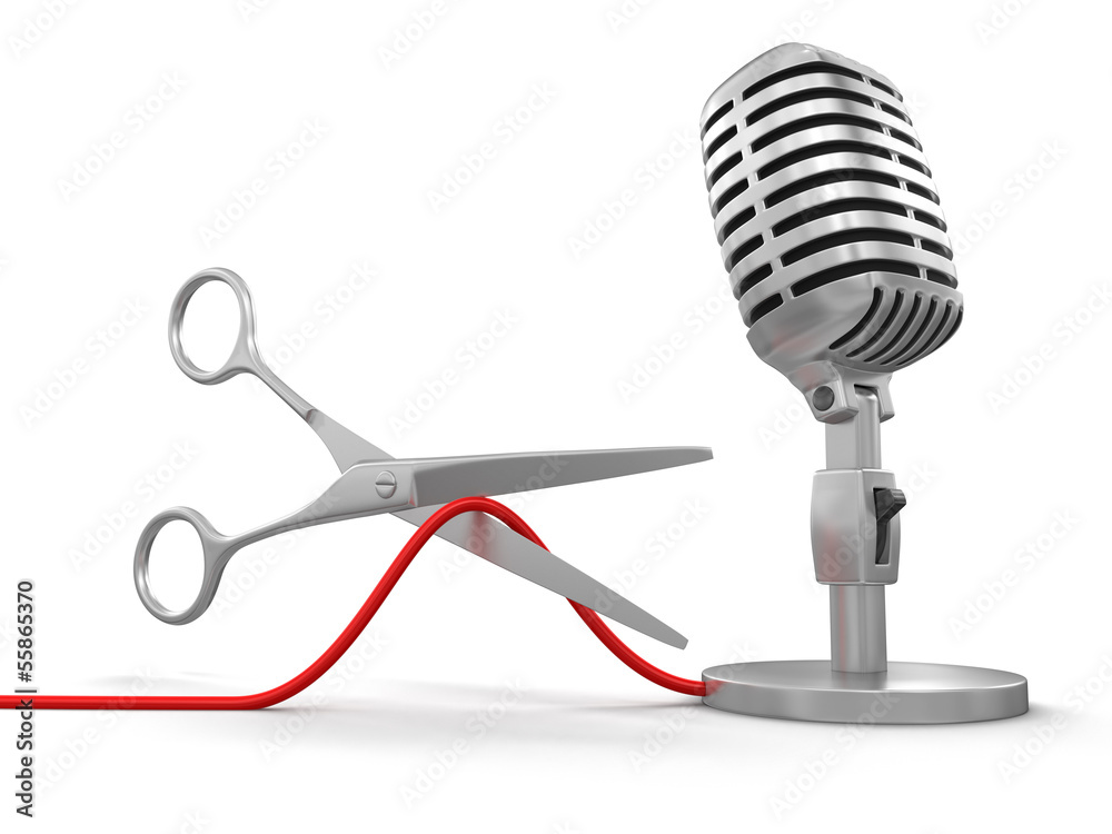Poster scissors and microphone (clipping path included)