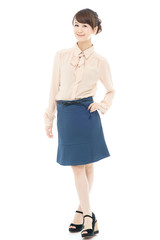 Beautiful asian business woman isolated on white background