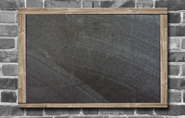 Blackboard on wall brick background
