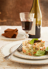 Russian traditional salad Olivier
