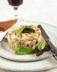 Russian traditional salad Olivier