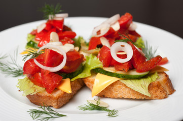 Toast with vegetables