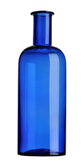 Old blue bottle. Aged bottle isolated on the white