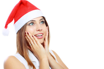 surprised christmas woman