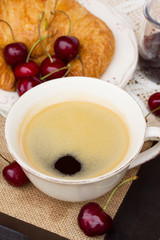 breakfast with fresh black coffee