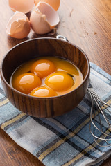 Chicken  eggs on wooden background